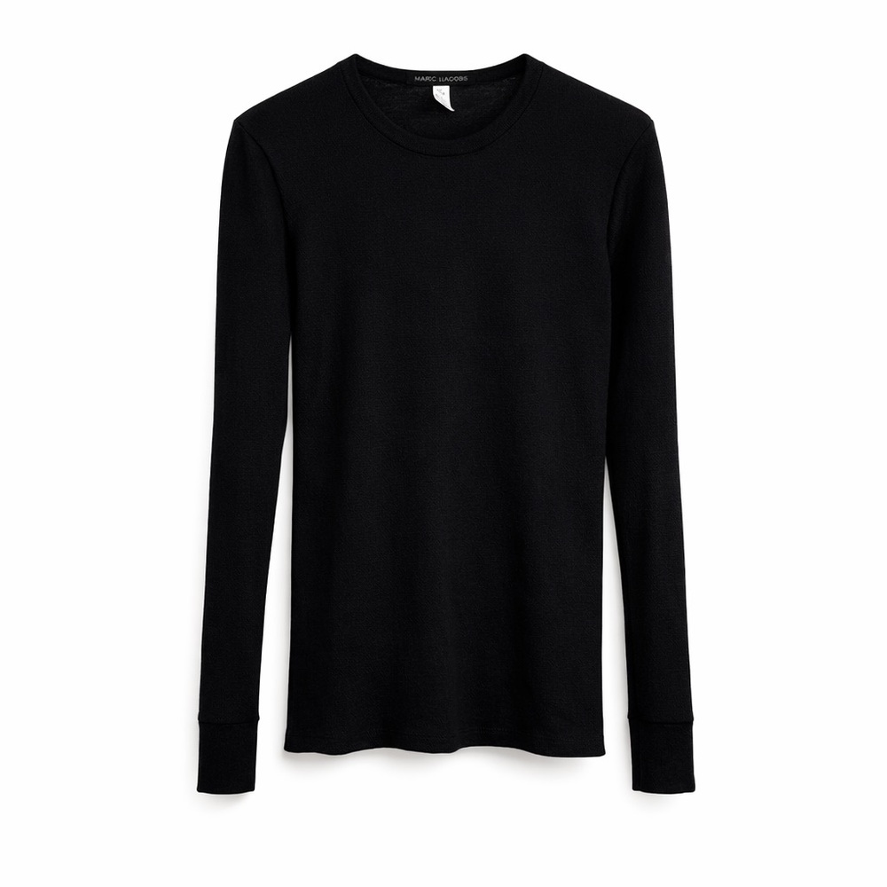Marc Jacobs Black Long Sleeve Tee Shirt Size M Minimalist Designer Made USA